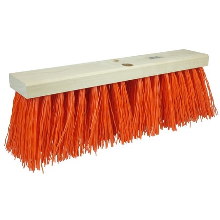 WEILER 24" Street Broom, 5-1/4" Trim Length, Orange Polypropylene Fill 42055